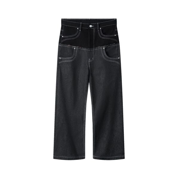  AA DOUBLE WAIST RAW JEANS // BLACK 