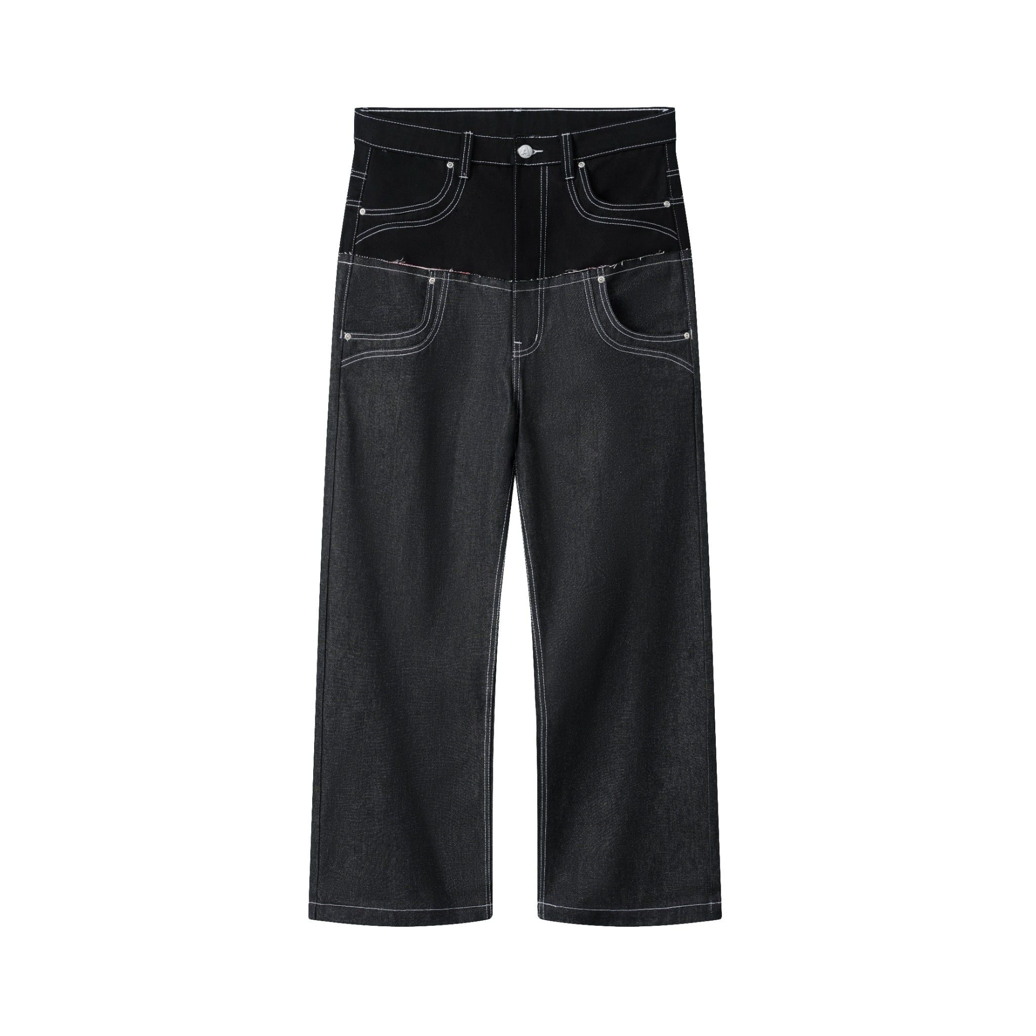  AA DOUBLE WAIST RAW JEANS // BLACK 