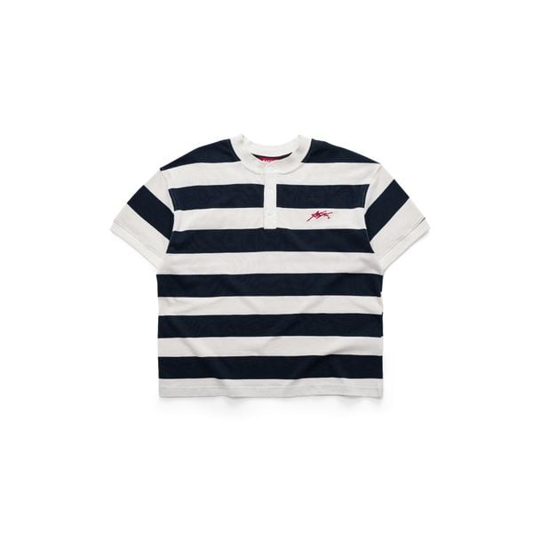  AA SIGNATURE HENLEY TEE // NAVY STRIPED 