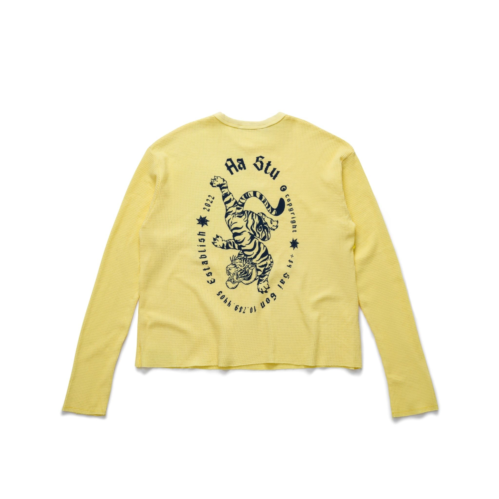 AA TIGER STAMP WAFFLE LONG SLEEVE // YELLOW 