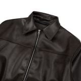  AA ELASTIC WAIST LEATHER JACKET // BROWN 