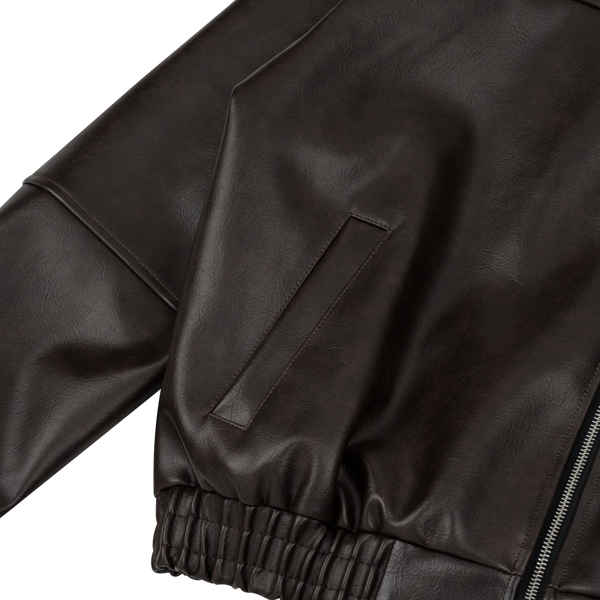  AA ELASTIC WAIST LEATHER JACKET // BROWN 