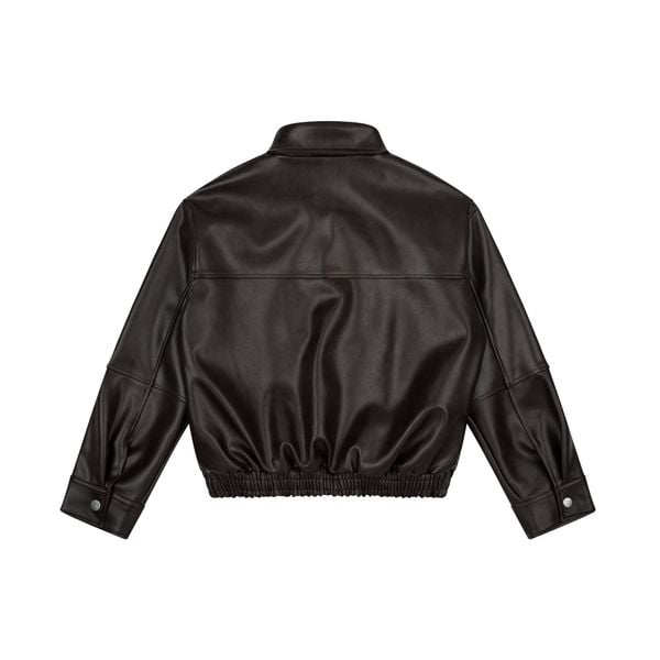  AA ELASTIC WAIST LEATHER JACKET // BROWN 