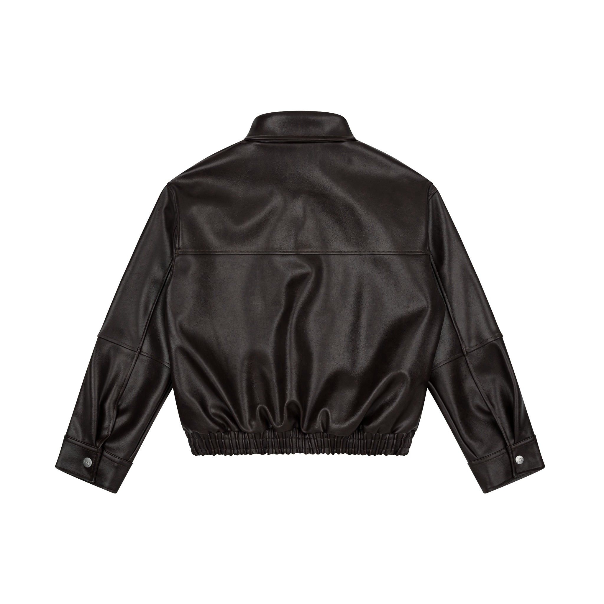  AA ELASTIC WAIST LEATHER JACKET // BROWN 