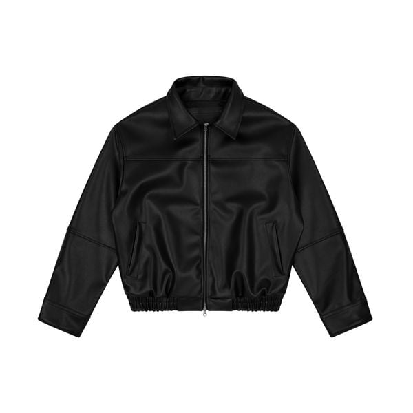  AA ELASTIC WAIST LEATHER JACKET // BLACK 