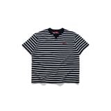  AASTU SIGNATURE STRIPED BLACK TEE  // WHITE 