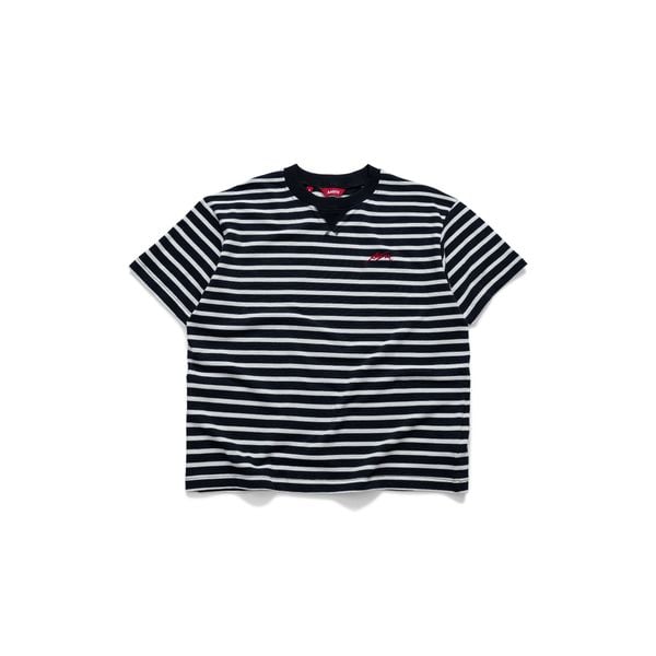  AASTU SIGNATURE STRIPED BLACK TEE  // WHITE 