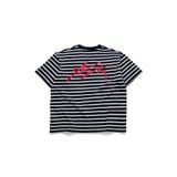  AASTU SIGNATURE STRIPED BLACK TEE  // WHITE 