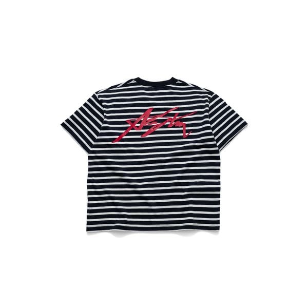  AASTU SIGNATURE STRIPED BLACK TEE  // WHITE 