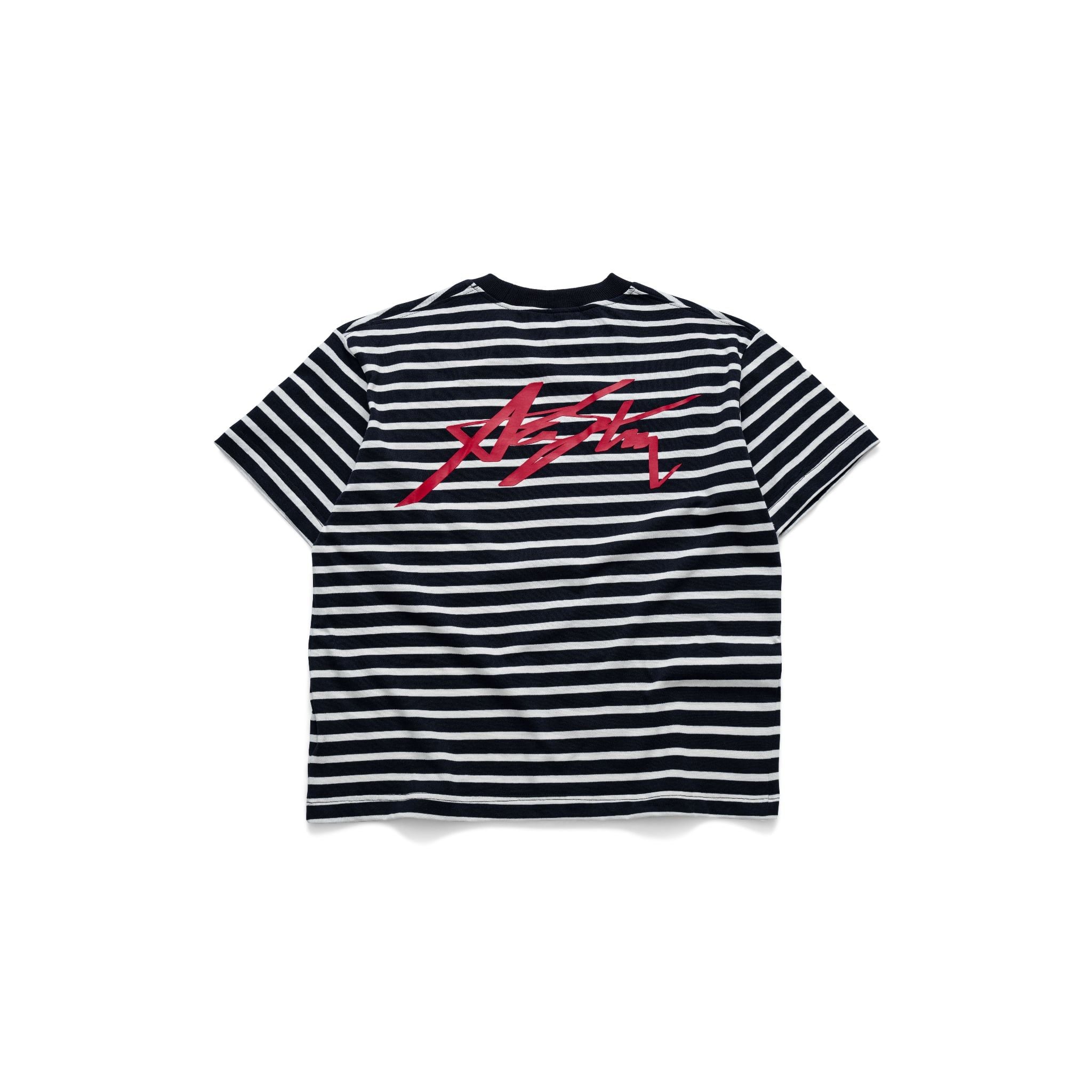  AASTU SIGNATURE STRIPED BLACK TEE  // WHITE 