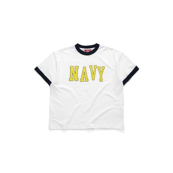  AA NAVY LOGO RINGER TEE // WHITE 