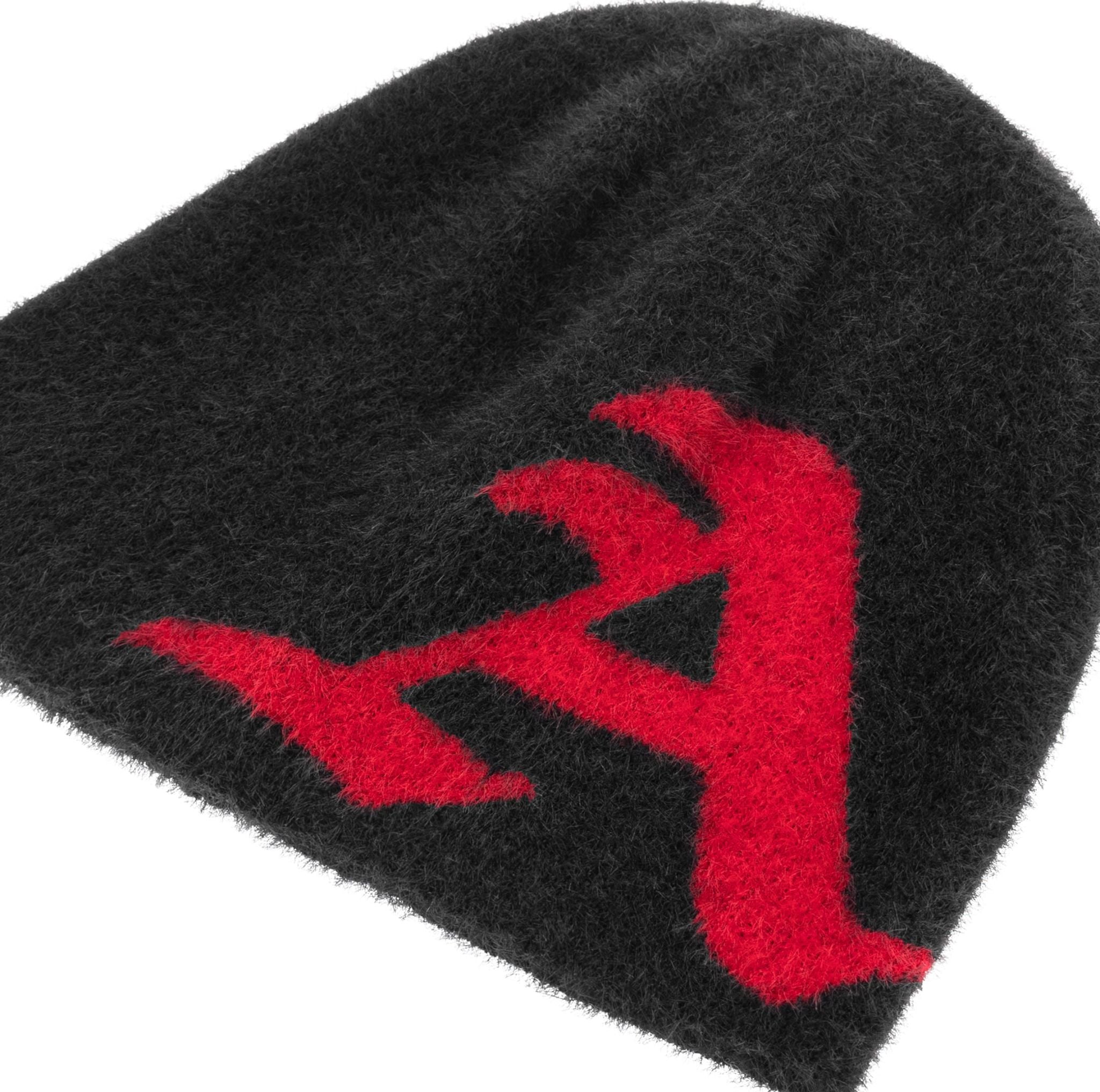  AA LOGO BEANIE // BLACK-RED 
