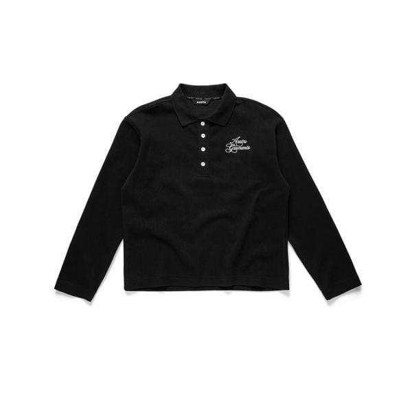  AASTU GARMENT LONG SLEEVE POLO // BLACK 