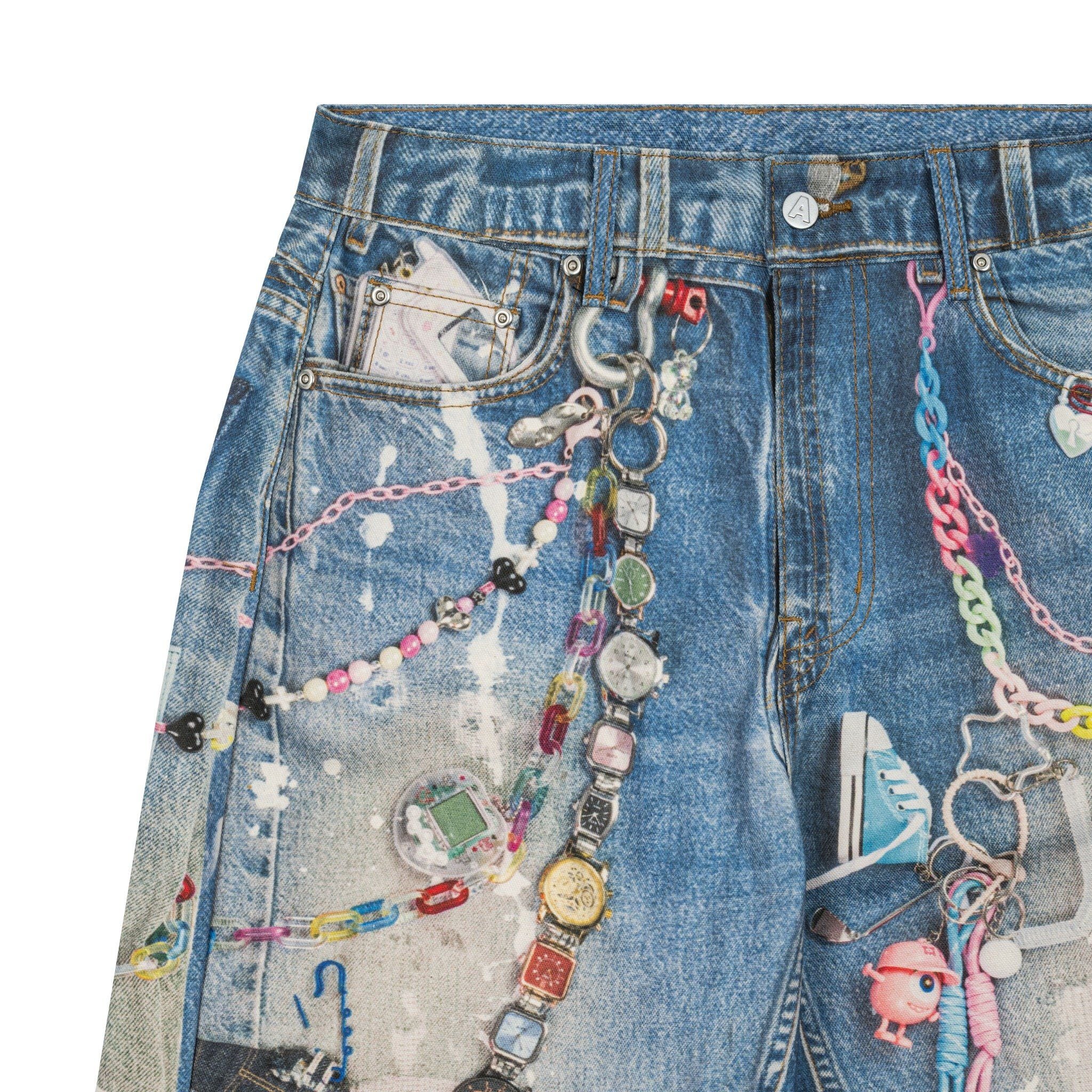  AA PRINTED KEYCHAIN JEANS // BLUE 