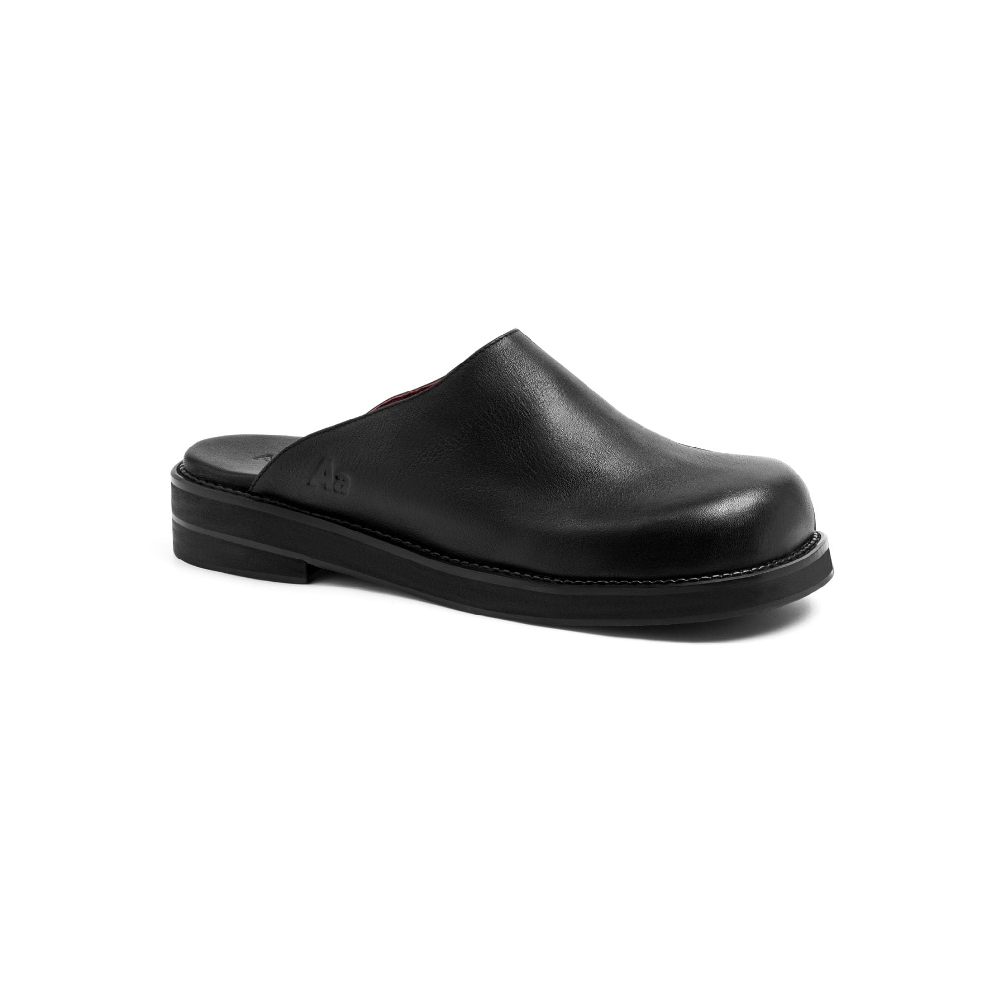  AA CLOG COW LEATHER // BLACK-RED 
