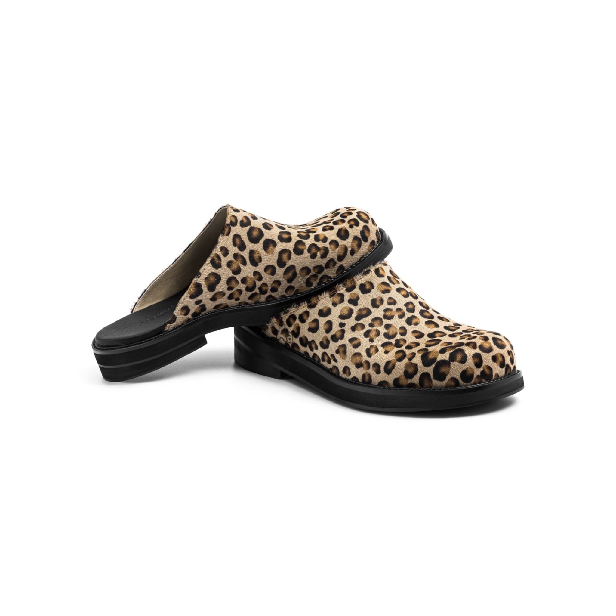  AA CLOG FUR LEATHER // LEOPARD 