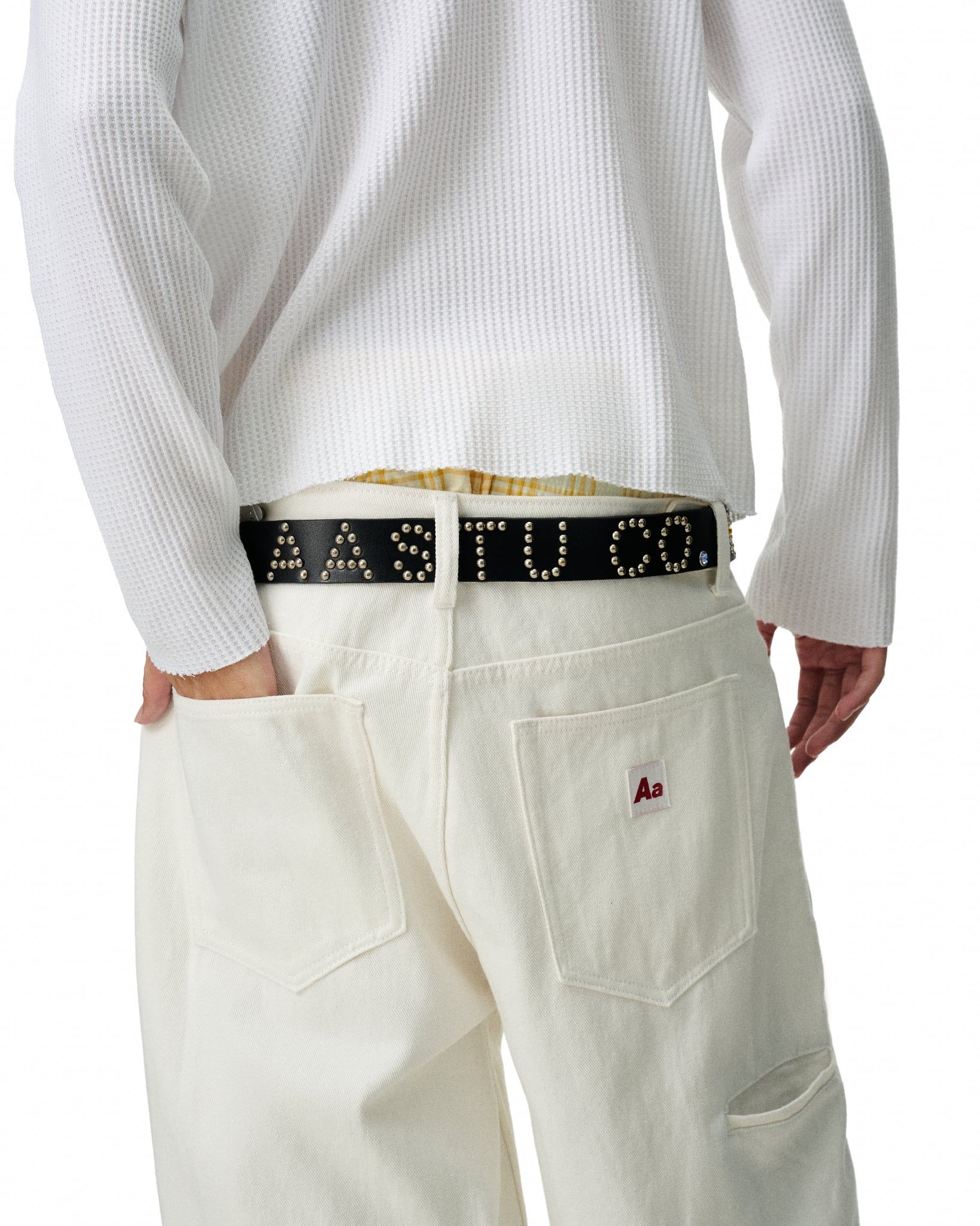  AA RIVET STUDDED LEATHER BELT // BLACK 