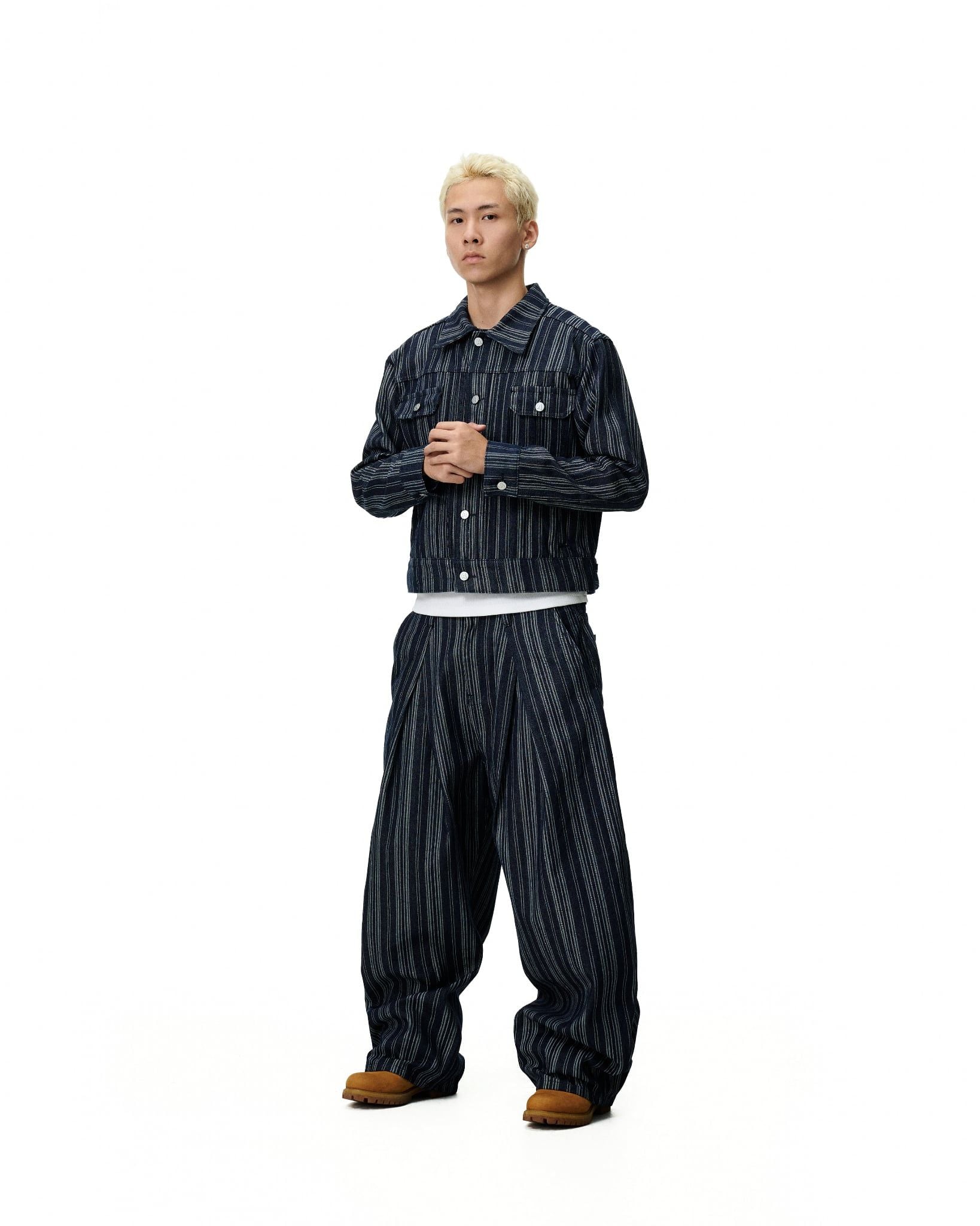  AA PLEATED DENIM PANTS // BLUE STRIPED 