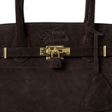  AASTU CARRYALL SUEDE LEATHER BAG // DARK BROWN / GOLD 