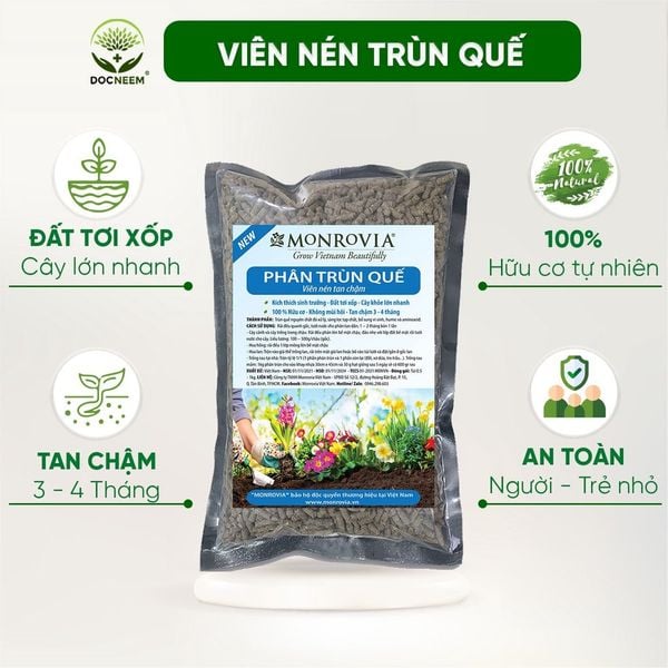  Phân trùn quế MONROVIA cho hoa, lan, rau, cây cảnh cao cấp 