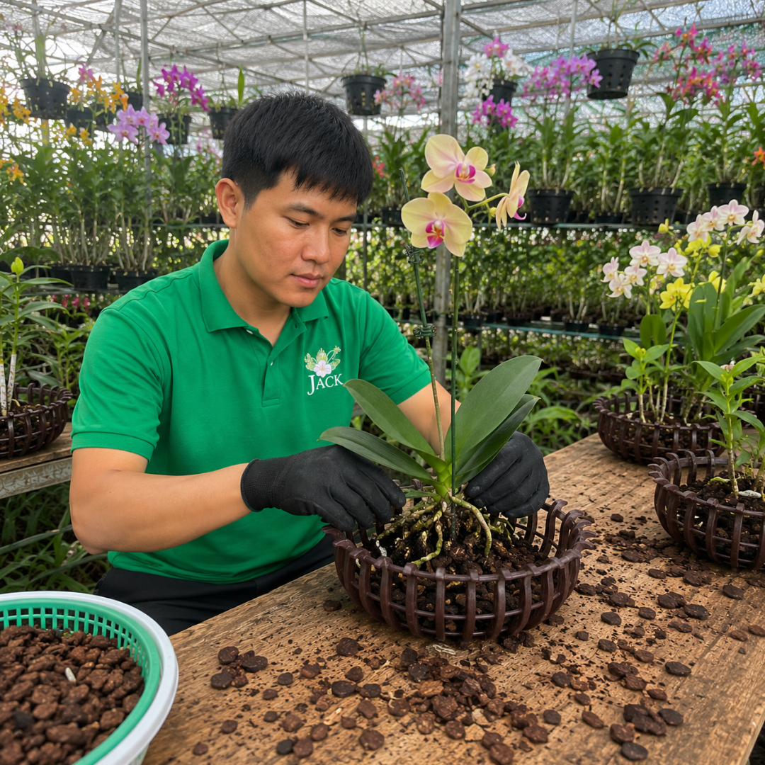  Chậu Nhựa Trồng Lan Hình Hoa Sen Jack - Nan Dày, Kèm Móc 