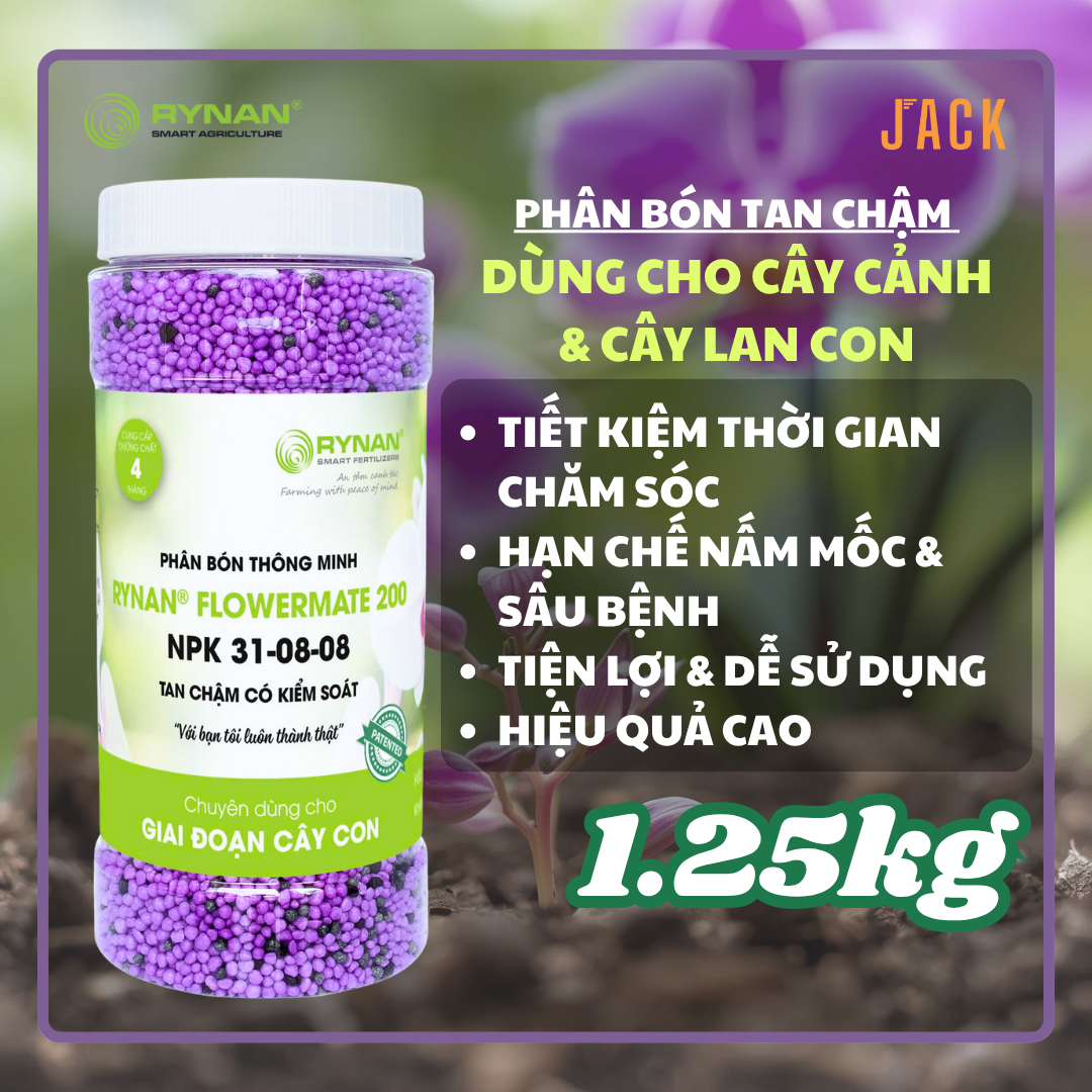  Phân bón tan chậm hoa lan và cây cảnh RYNAN 31-8-8 1.25kg 
