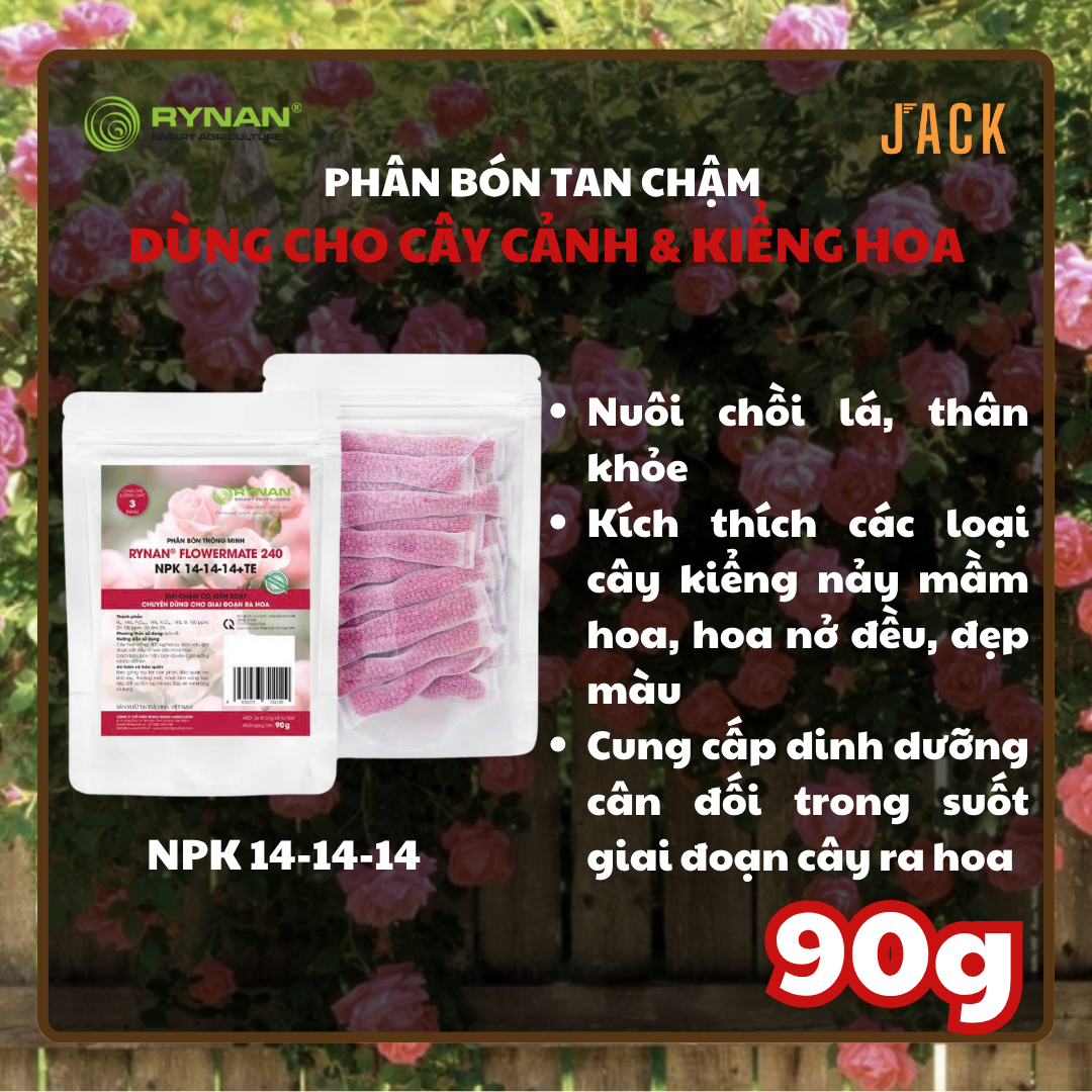  30 túi lưới phân bón tan chậm kích hoa RYNAN 14-14-14 90g 