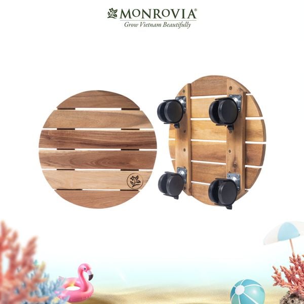  Đế gỗ lót chậu hình tròn có bánh xe Monrovia – Di chuyển chậu cây nhẹ nhàng, không trầy sàn 