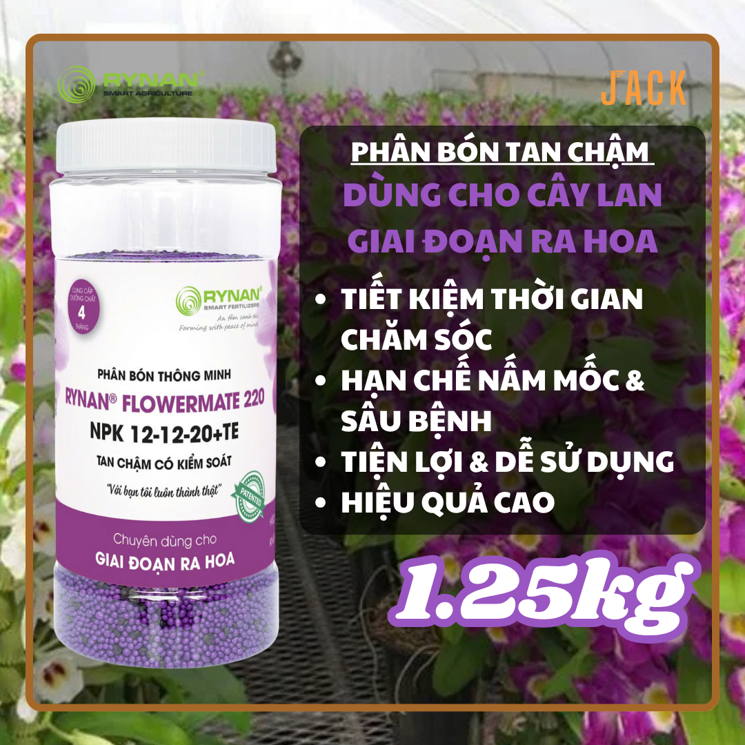  Phân bón tan chậm kích hoa và dưỡng hoa RYNAN 12-12-20 1,25kg 