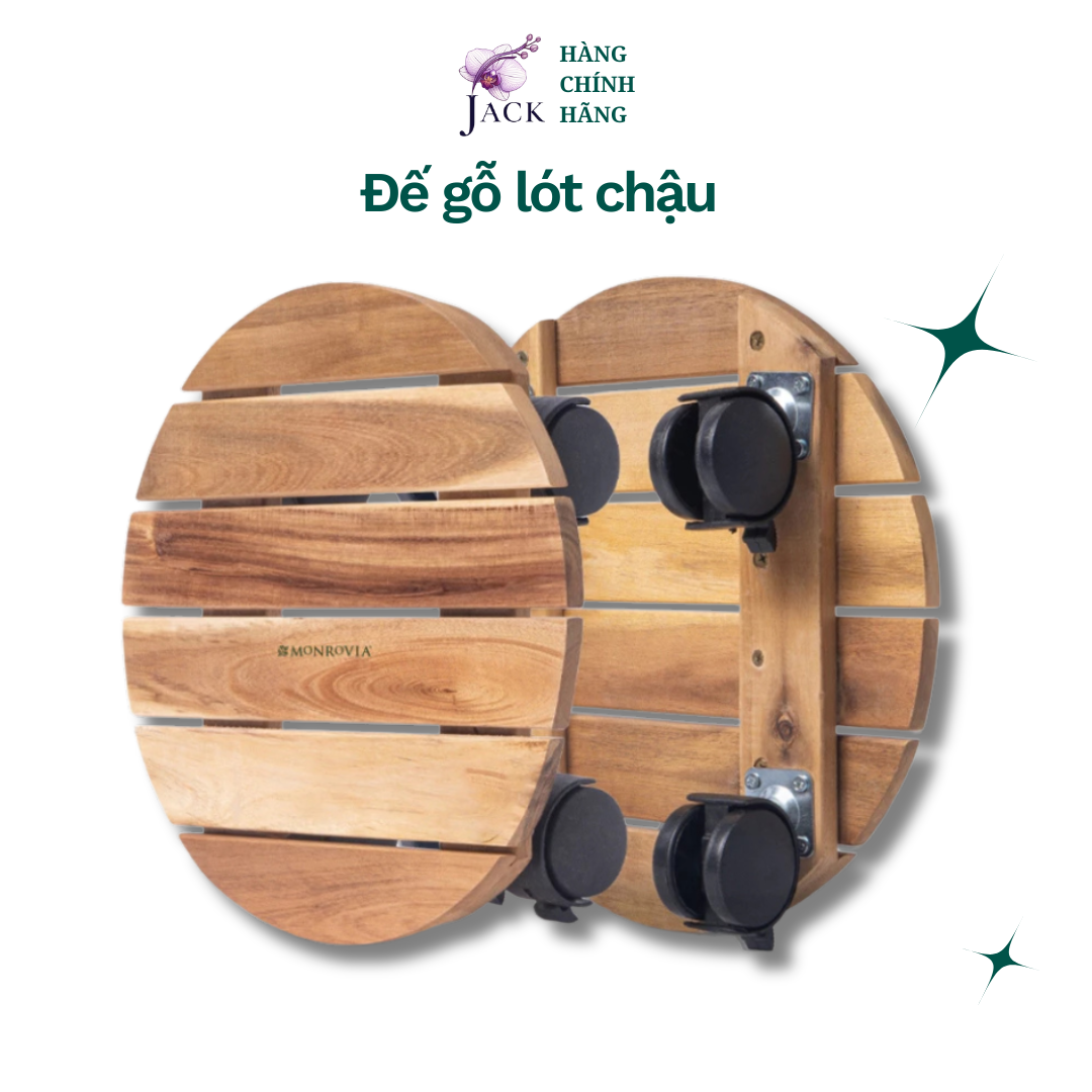  Đế gỗ lót chậu hình tròn có bánh xe Monrovia – Di chuyển chậu cây nhẹ nhàng, không trầy sàn 