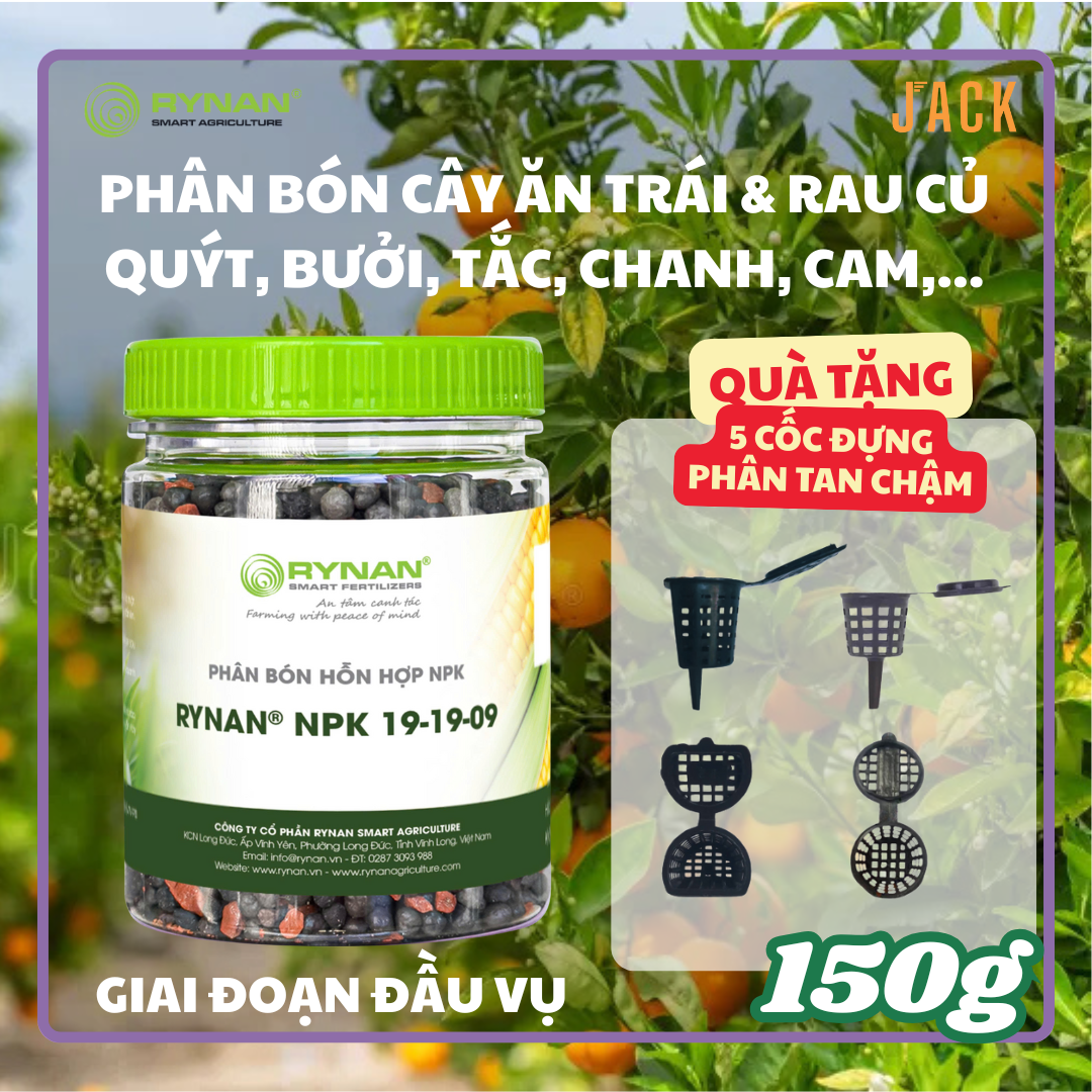  Phân bón tan chậm Rynan 19-19-09 – Dinh dưỡng cân đối, nuôi cây khỏe, trái bền 