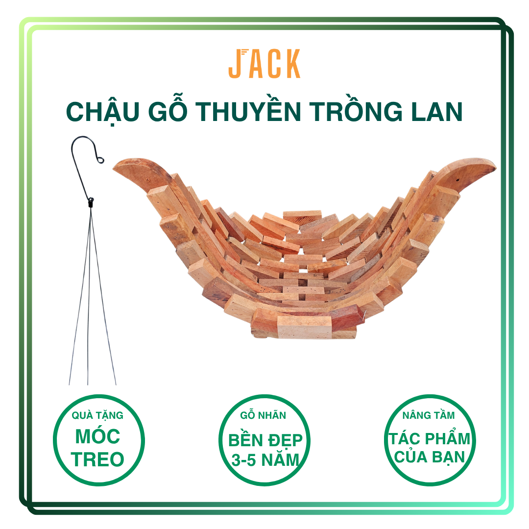  Chậu gỗ thuyền trồng lan và cây cảnh Jack thiết kế cao cấp 