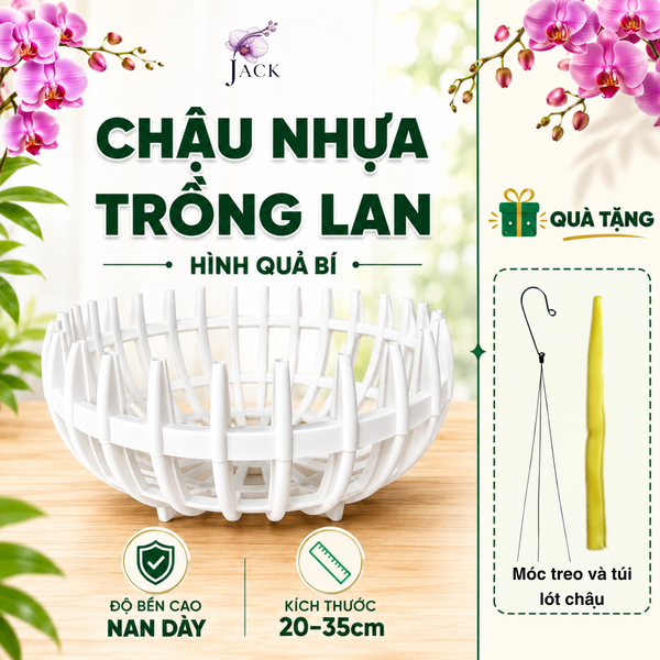  Combo 5 Chậu Nhựa Trồng Lan Hình Quả Bí — 5 Kích Thước, 2 Màu, Bền Nhẹ 