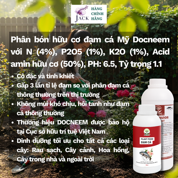  Phân bón đạm cá Fish Emulsion DOCNEEM – Dưỡng lá xanh dày & cây lớn nhanh 