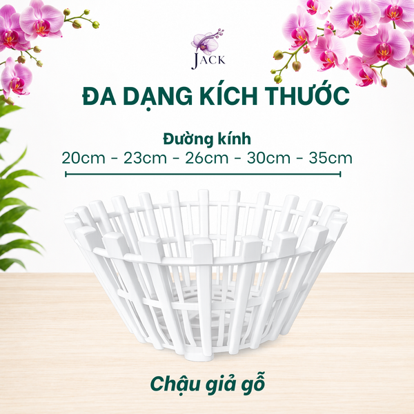  Combo 5 Chậu Nhựa Trồng Lan Giả Gỗ — 5 Kích Thước, 2 Màu, Bền Nhẹ 