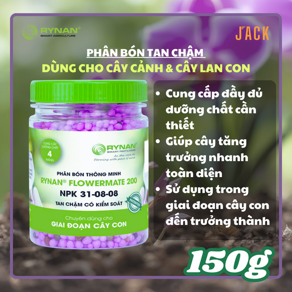  Phân bón tan chậm hoa lan và cây cảnh RYNAN 31-8-8 150g 