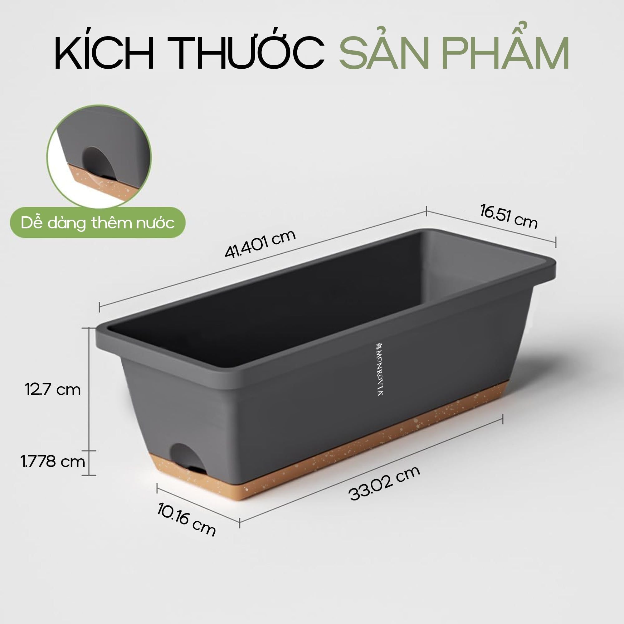  Bộ Chậu Chữ Nhật Monrovia — Chậu Nhựa PP Cao Cấp Trồng Cây Ban Công, Cửa Sổ 