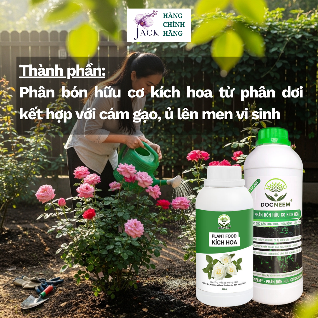  Phân bón hữu cơ kích hoa DOCNEEM – Bật nụ nhanh cho hoa hồng, hoa lan, cây cảnh làm vườn 
