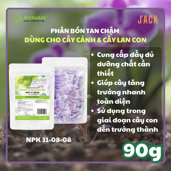  Bộ 3 gói 90 túi lưới phân bón Tan chậm Rynan - Cho lan, cây cảnh 3 giai đoạn cây con, trưởng thành, ra hoa 