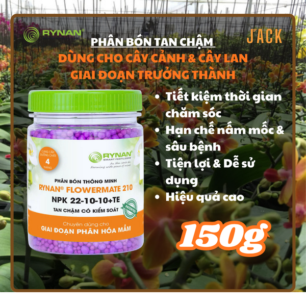  Phân bón tan chậm hoa lan và cây cảnh RYNAN 22-10-10 150g 