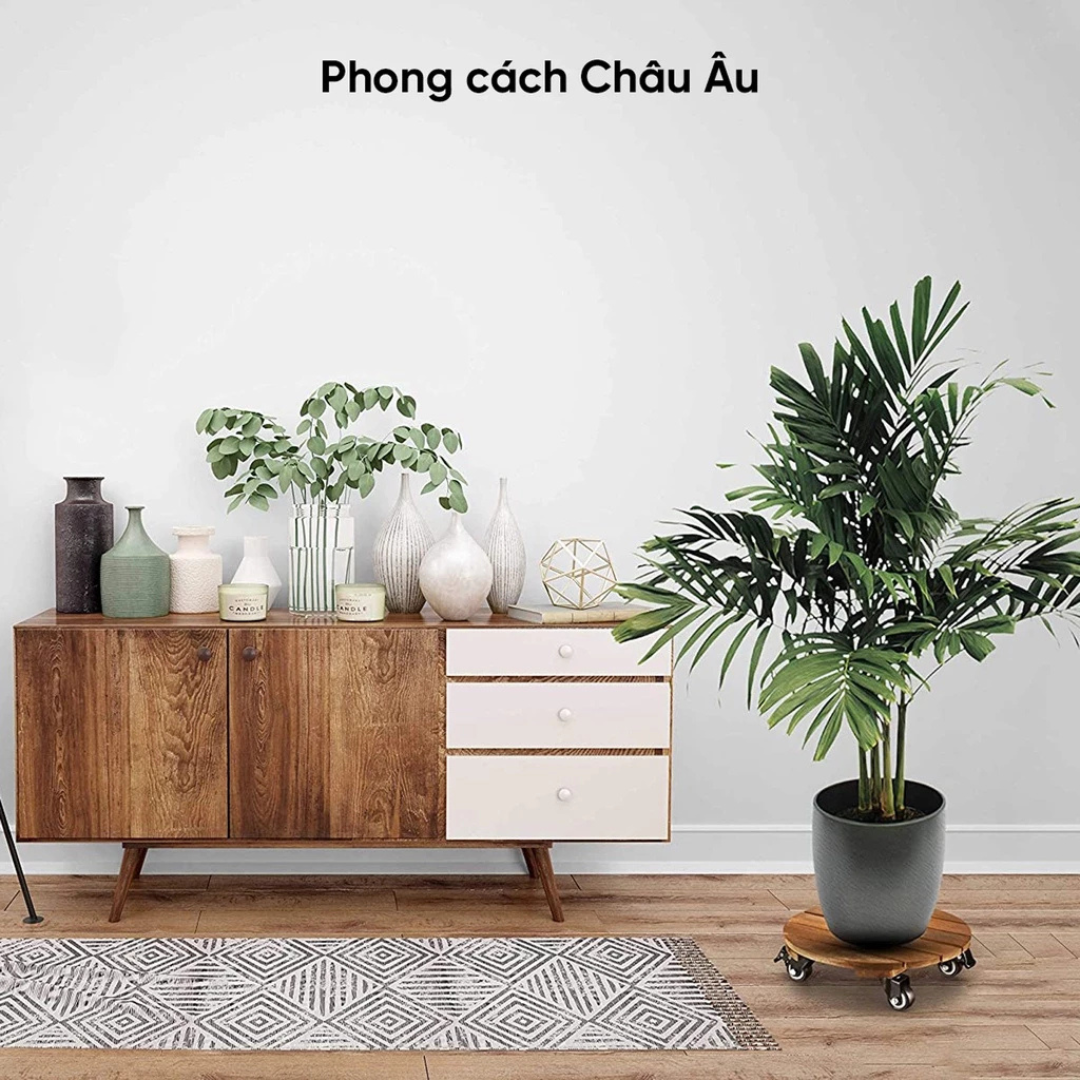  Đế gỗ lót chậu hình tròn có bánh xe Monrovia – Di chuyển chậu cây nhẹ nhàng, không trầy sàn 