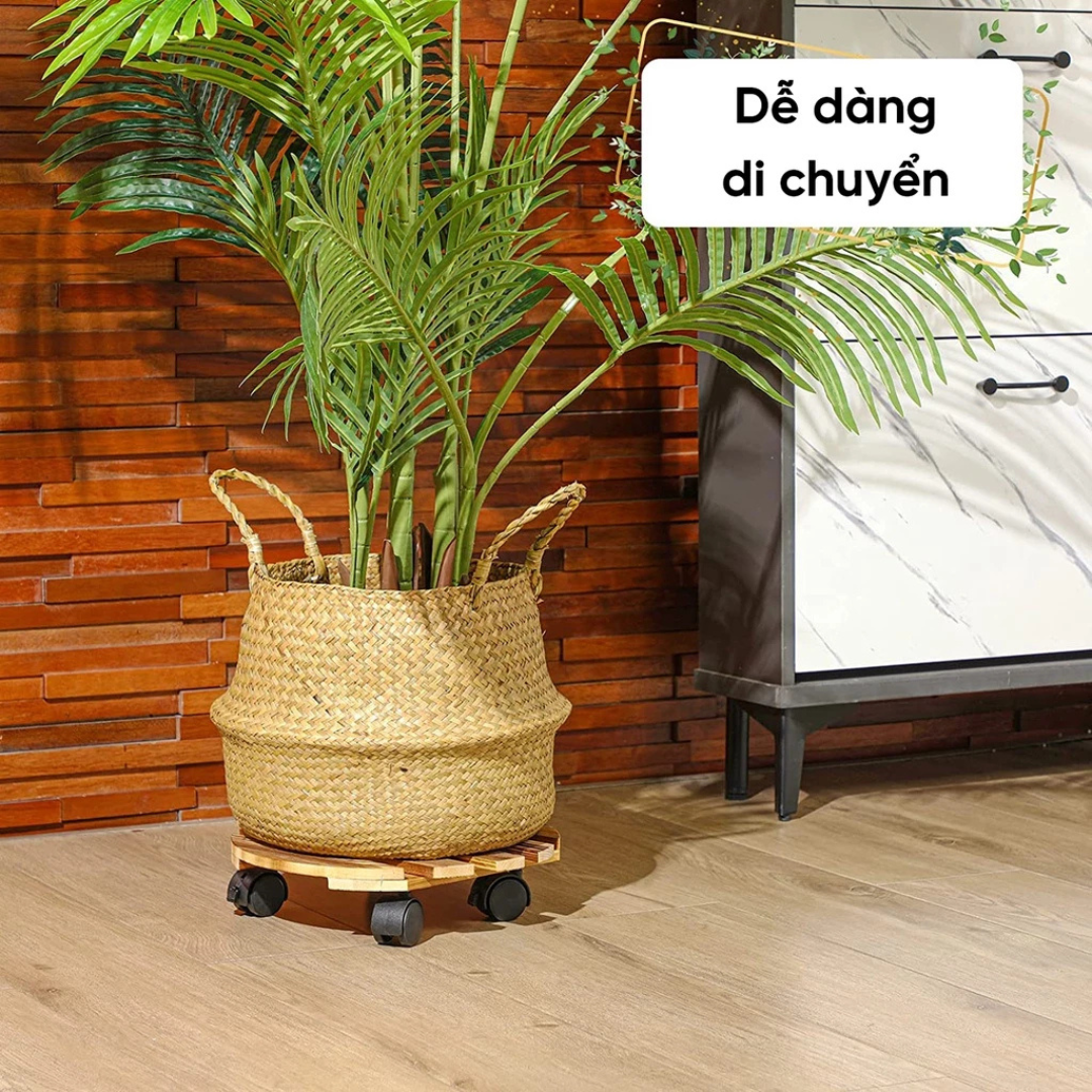  Đế gỗ lót chậu hình tròn có bánh xe Monrovia – Di chuyển chậu cây nhẹ nhàng, không trầy sàn 
