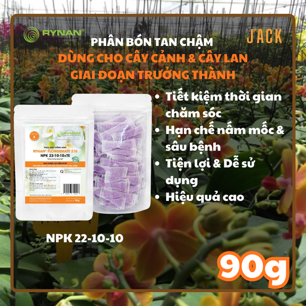  30 túi lưới phân bón tan chậm hoa lan RYNAN 22-10-10 (90g) 