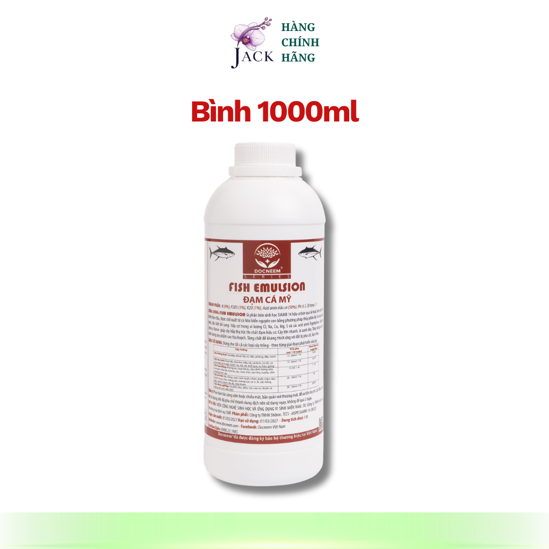  Phân bón đạm cá Fish Emulsion DOCNEEM – Dưỡng lá xanh dày & cây lớn nhanh 