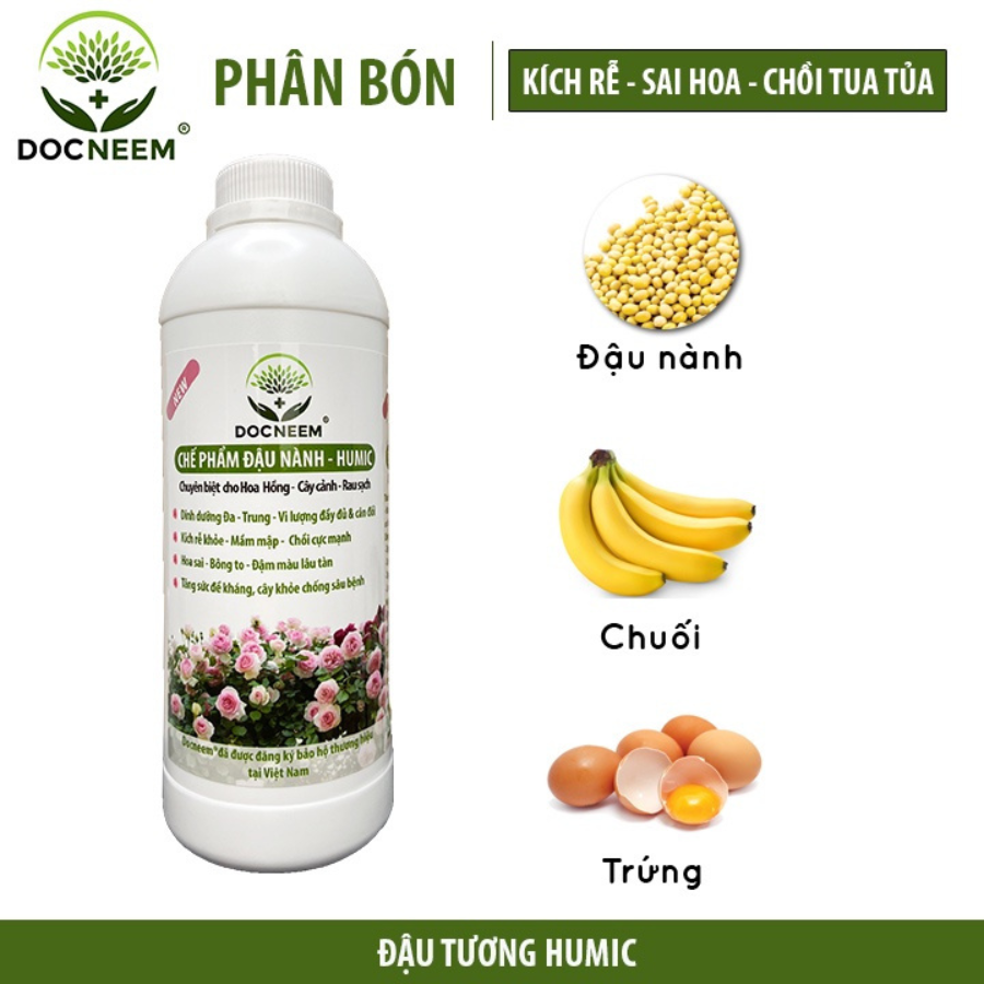  Phân bón đậu tương Humic DOCNEEM – Cho Hoa Hồng, Cây Cảnh và Rau Sạch 