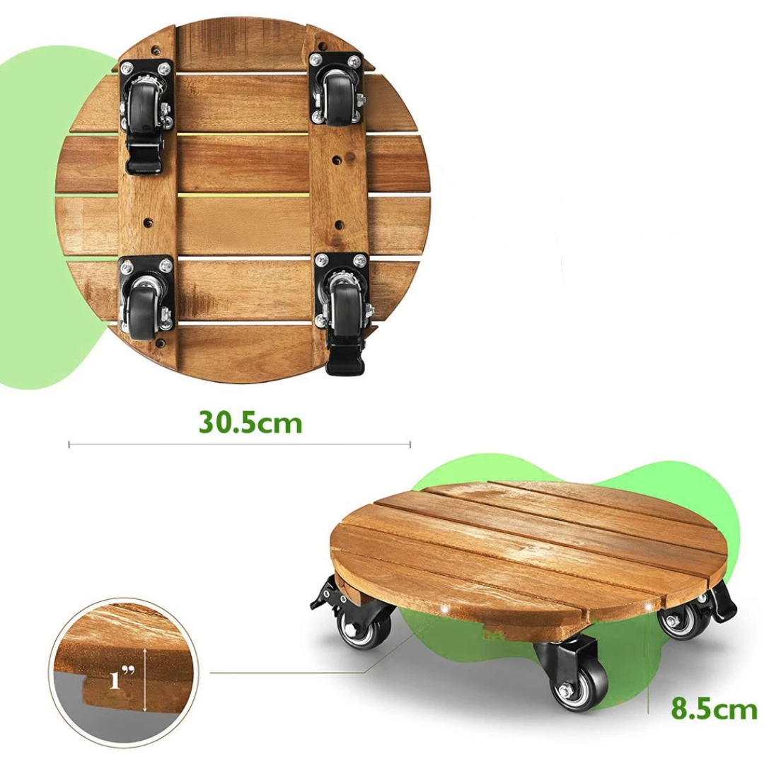  Đế gỗ lót chậu hình tròn có bánh xe Monrovia – Di chuyển chậu cây nhẹ nhàng, không trầy sàn 