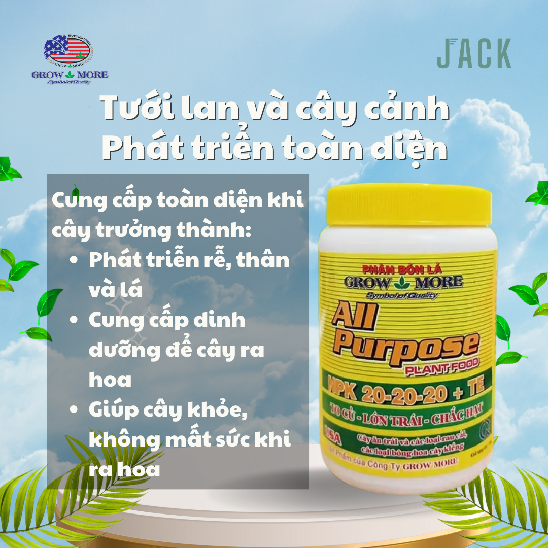  Thùng 100 Chai Phân bón Grow more 20-20-20 100g Nhập Khẩu Mỹ 