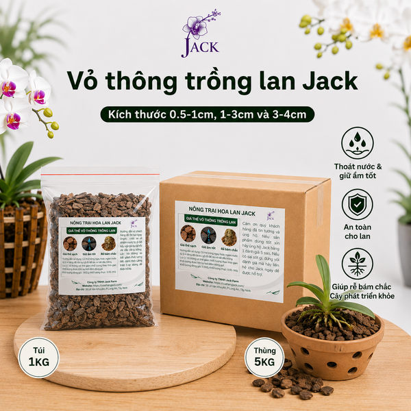  Giá thể Vỏ thông trồng lan Jack đã qua xử lý 