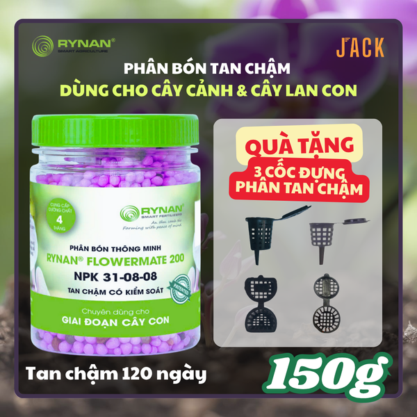  Phân bón tan chậm hoa lan và cây cảnh RYNAN 31-8-8 150g 