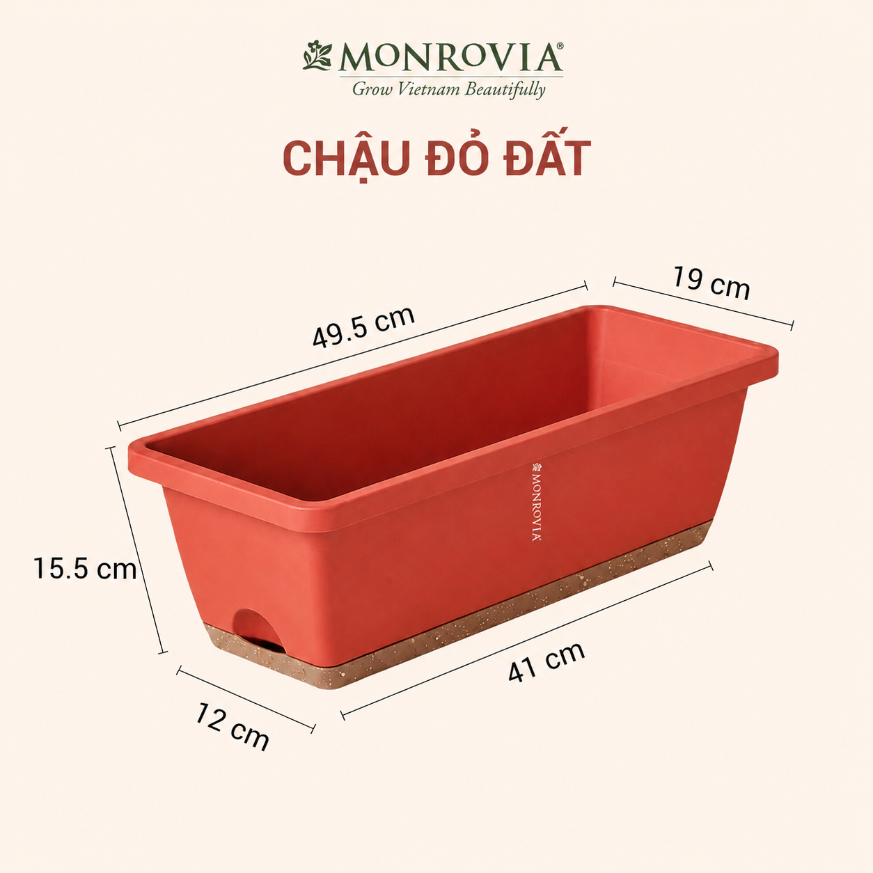  Bộ Chậu Chữ Nhật Monrovia — Chậu Nhựa PP Cao Cấp Trồng Cây Ban Công, Cửa Sổ 